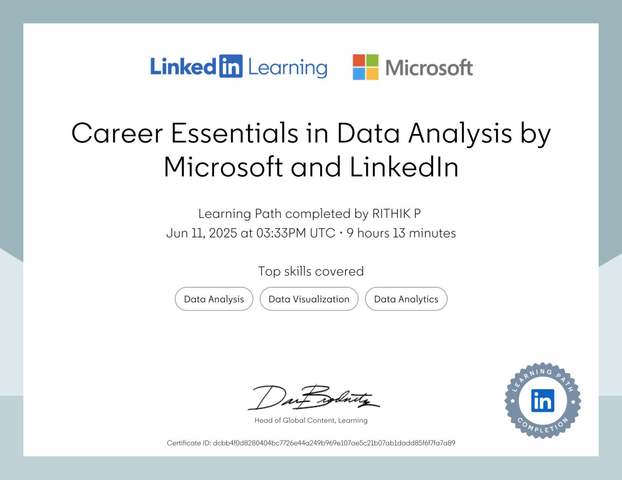 Linkedin Learning Certificate